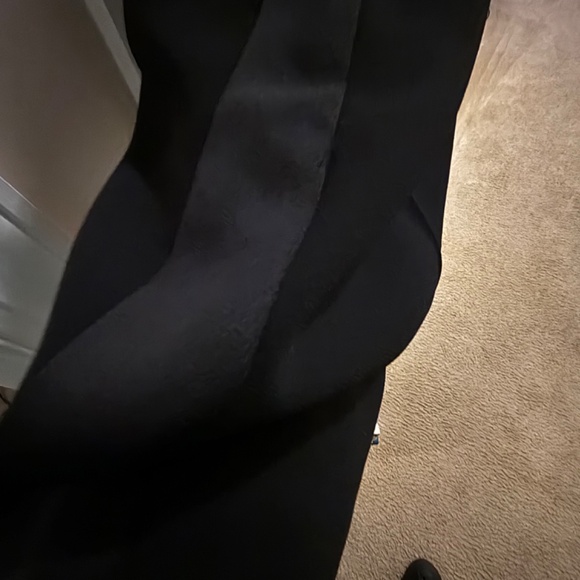 Ann Taylor Loft Tuxedo Stripe Black Crepe Like Wide Leg Pant Size 8 - Picture 3 of 9